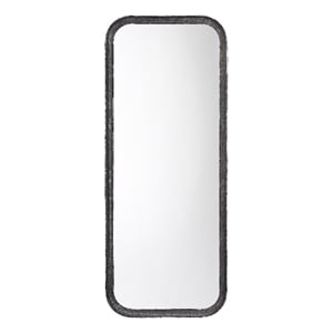 Maklaine Contemporary Hand-Forged Iron Wall Mirror in Distressed Black