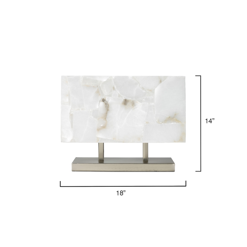 Maklaine 2-Light Metal Table Lamp With Hand-Carved Alabaster Shade in Silver
