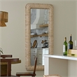 Maklaine Hand-Woven Cornhusk Rope Floor Leaning Mirror in Natural