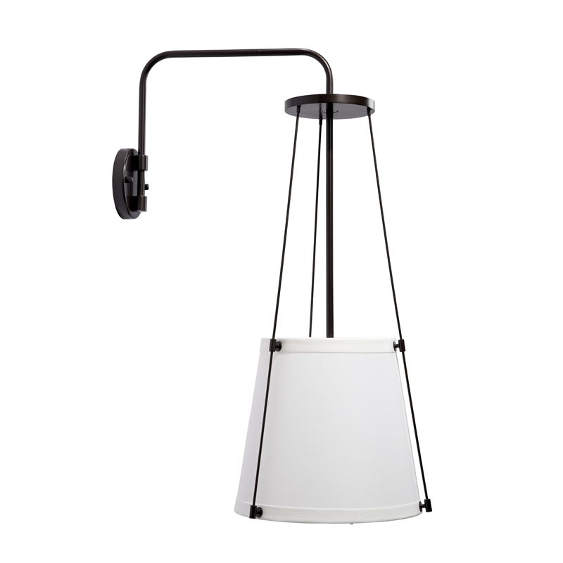 Maklaine 1-Light Metal and Linen Wall Sconce in Oil Rubbed Bronze/Off White
