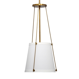Maklaine 1-Light Metal and Linen Pendant in Antique Brass/Off White