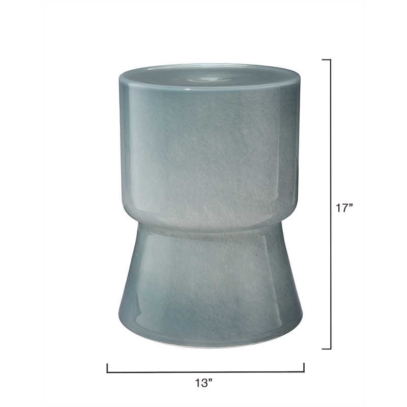 Maklaine Contemporary Handmade Soda Lime Glass Garden Stool in Blue