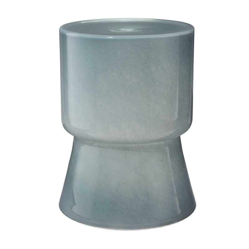 Maklaine Contemporary Handmade Soda Lime Glass Garden Stool in Blue
