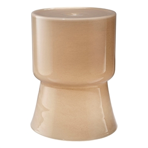 Maklaine Contemporary Handmade Soda Lime Glass Garden Stool in Taupe