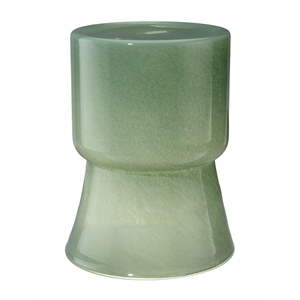 Maklaine Contemporary Handmade Soda Lime Glass Garden Stool in Green