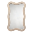Maklaine Handmade Bamboo Wall Mirror With Waved Edge in Cream