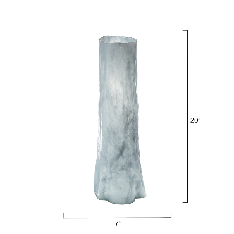 Maklaine Large Handmade Blown Glass Decorative Vase in Pale Blue