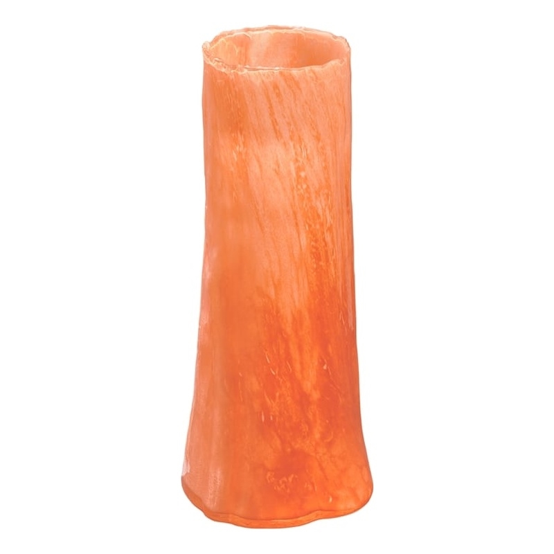 Maklaine Contemporary Small Blown Glass Decorative Vase in Orange