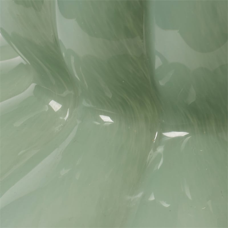 Maklaine Hand-Blown Celadon Glass Gourd Table Lamp With Linen Shade