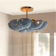 Maklaine Contemporary Mango Wood Bead Semi-Flush Mount Light in Blue