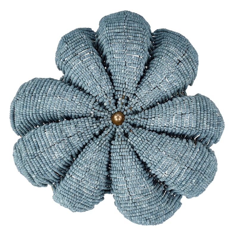 Maklaine Contemporary Mango Wood Bead Semi-Flush Mount Light in Blue