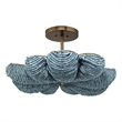 Maklaine Contemporary Mango Wood Bead Semi-Flush Mount Light in Blue