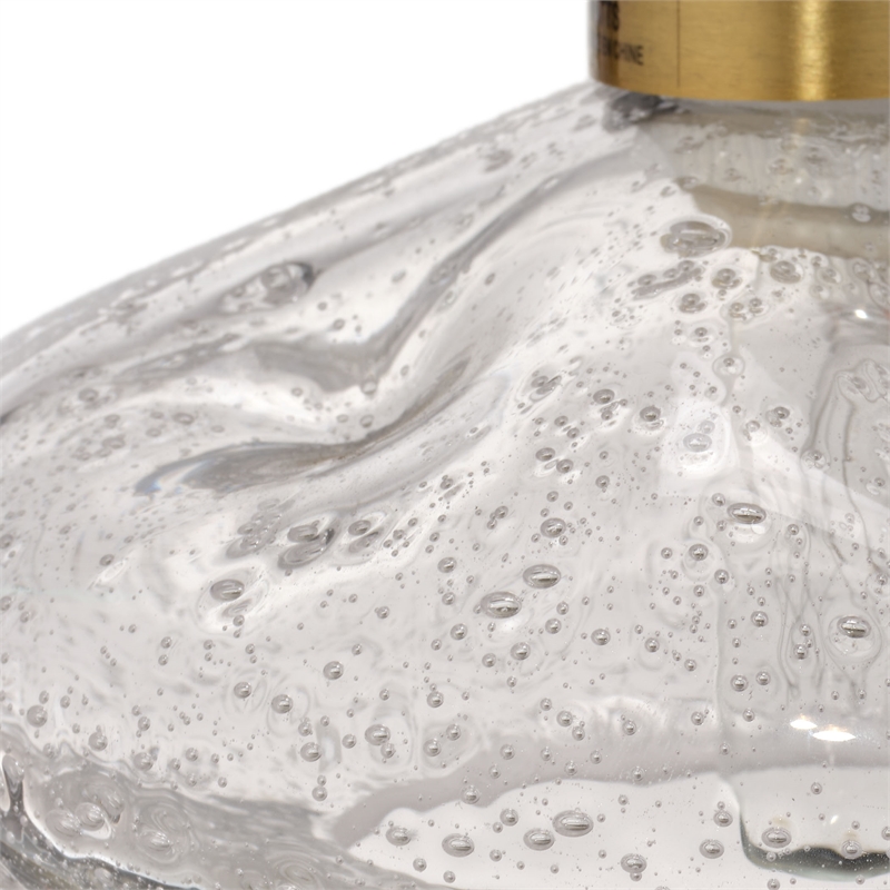 Maklaine 1-Light Hand-Blown Seeded Glass Pendant in Antique Brass
