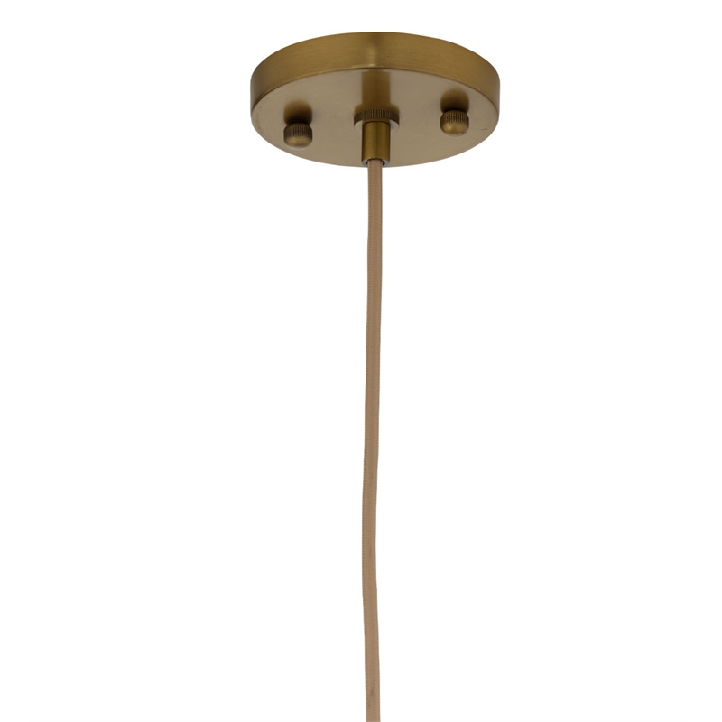 Maklaine 1-Light Hand-Blown Seeded Glass Pendant in Antique Brass