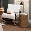 Maklaine Handwoven Seagrass Rattan and Tempered Glass Side Table in Natural