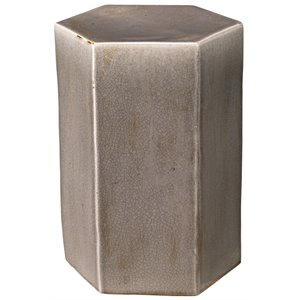 Maklaine Large Handmade Geometric Ceramic Side Table in Gray