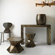Maklaine Hand-Forged Iron Sheet Side Table With Acid Wash in Black/Gold