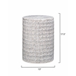 Maklaine Handmade Coastal Ceramic Side Table With Reactive Glaze in Cream/Gray