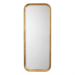 Maklaine Rectangle Iron and Gold Leaf Wall Mirror With Rounded Corners