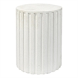 Maklaine Circular Handmade Cement Stone Side Table in Antique White