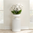 Maklaine Circular Handmade Cement Stone Side Table in Antique White