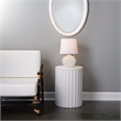 Maklaine Circular Handmade Cement Stone Side Table in Antique White