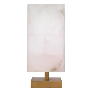 Maklaine 1-Light Metal Table Lamp With Carved Alabaster Shade in Brass