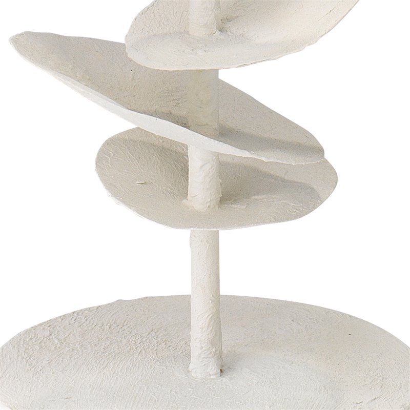 Maklaine 1-Light Sculptural Gesso and Linen Cone Floor Lamp in White