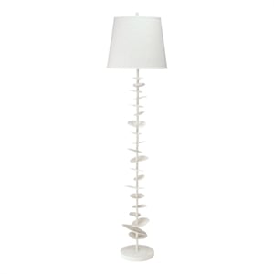 Maklaine 1-Light Sculptural Gesso and Linen Cone Floor Lamp in White