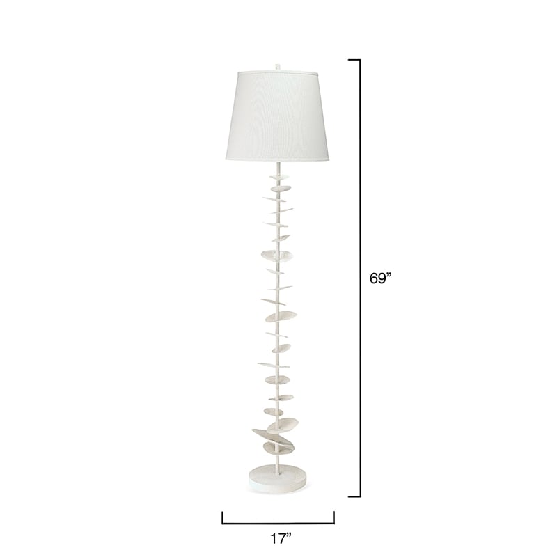 Maklaine 1-Light Sculptural Gesso and Linen Cone Floor Lamp in White