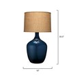 Maklaine Hand-Blown Glass Jar Table Lamp With Burlap Shade in Navy/Natural