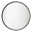 Maklaine Contemporary Round Hand-Distressed Iron Wall Mirror in Black