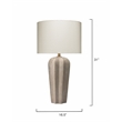 Maklaine Handmade Cement Stone Table Lamp With Linen Shade in Gray/Off White