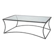 Maklaine Hand-Forged Iron and Tempered Glass Coffee Table in Black/Clear
