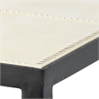 Maklaine Hand-Forged Iron & Leather Side Table With Saber Legs - Off White/Black