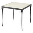 Maklaine Hand-Forged Iron & Leather Side Table With Saber Legs - Off White/Black