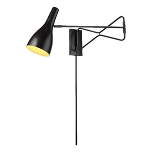Maklaine Swing Arm Steel Wall Sconce With White Hood in Oil Rubbed Bronze