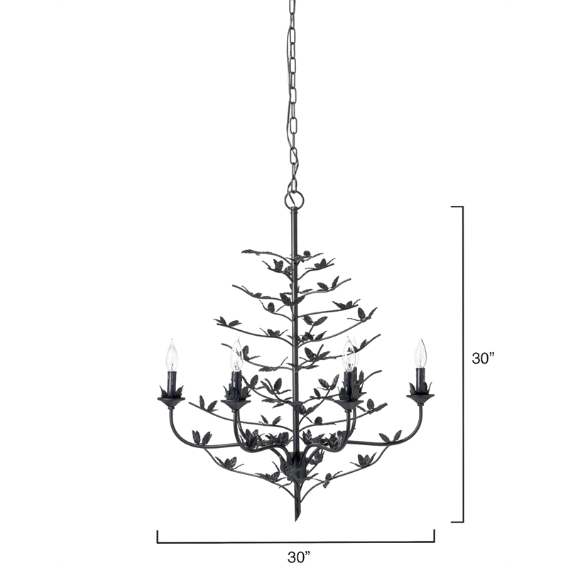 Maklaine Contemporary 6-Light Hand-Forged Iron Petal Chandelier in Black