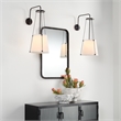 Maklaine Contemporary Hand-Distressed Iron Vanity Wall Mirror in Black