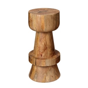 Maklaine Contemporary Hand-Carved Mango Wood Counter Stool in Natural