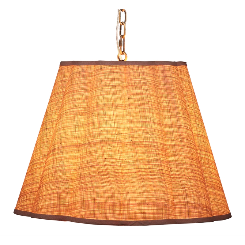 Maklaine 1-Light Iron and Raffia Pendant With Brass Chain in Natural