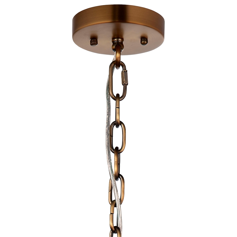 Maklaine 1-Light Iron and Raffia Pendant With Brass Chain in Natural