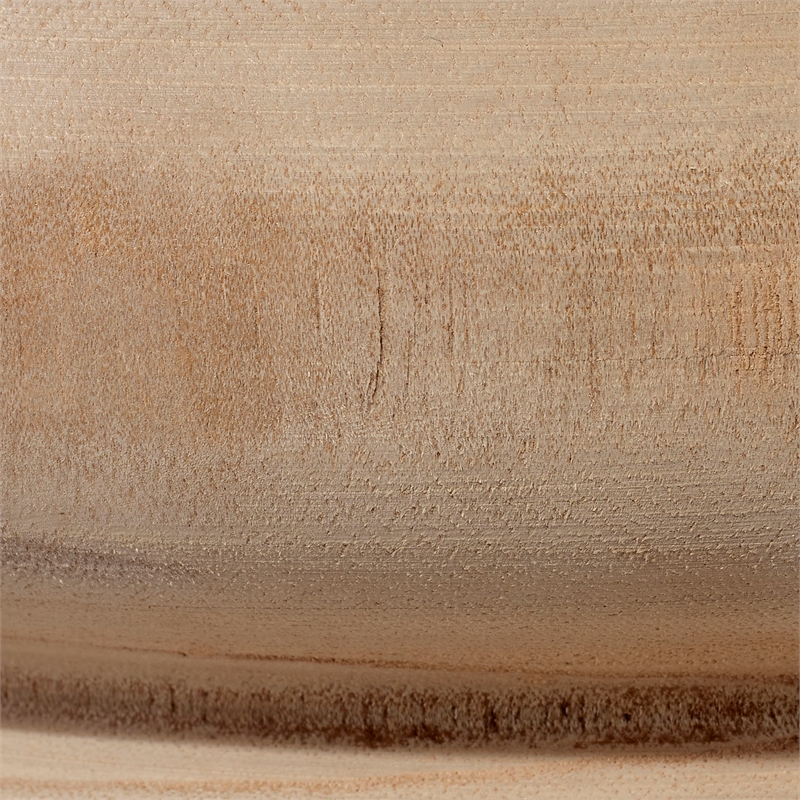 Maklaine Hand-Carved Paulownia Wood Disc Side Table in Natural