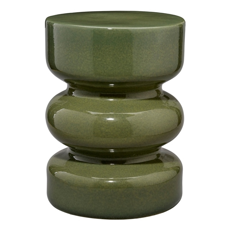 Maklaine Handmade Reactive Glaze Ceramic Garden Stool in Green