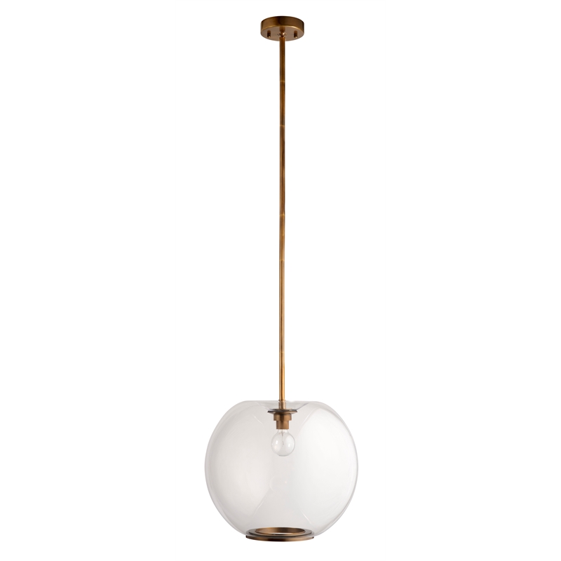 Maklaine Contemporary 1-Light Mouth-Blown Clear Glass Pendant in Clear