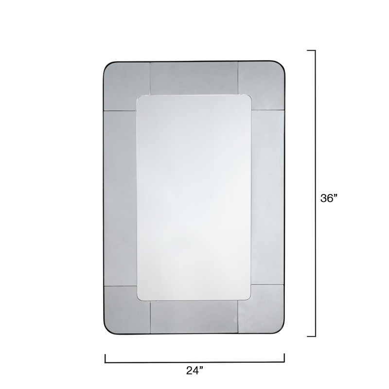 Maklaine Contemporary Small Antique Mercury Glass Border Wall Mirror