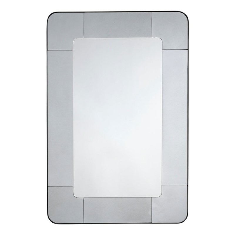 Maklaine Contemporary Small Antique Mercury Glass Border Wall Mirror