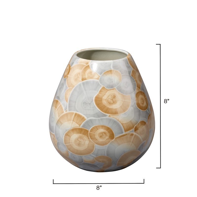 Maklaine Handmade Patterned Ceramic Vase With Natural Glaze in Blue
