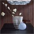 Maklaine Handmade Porcelain Vase With Painted Desert Stripes in Blue