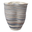 Maklaine Handmade Porcelain Vase With Painted Desert Stripes in Blue